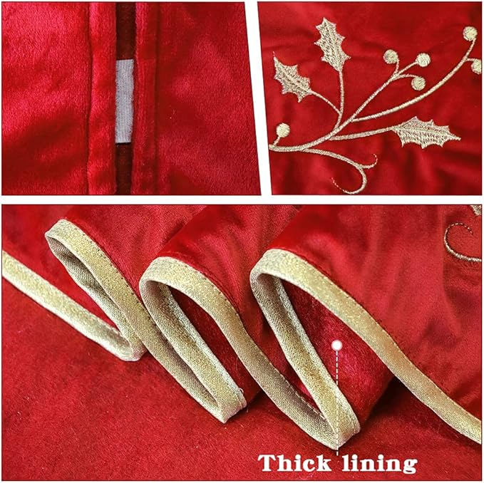 36 Inches Christmas Tree Skirt, Classical Velvet Fur Plush Red Tree Skirt, Xmas Tree Skirts for Merry Christmas Party Rustic Vintage Christmas Tree Decorations