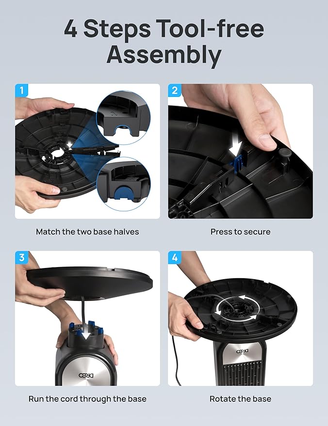 Dreo Tower Fan for Bedroom, Upgraded DC 9 Speeds 25dB Ultra-Quiet Floor Fan, 90° Oscillating Fans with 28ft/s Velocity, 12H Timer, Standing Fan, Bladeless Fan Powerful for Home Office Room