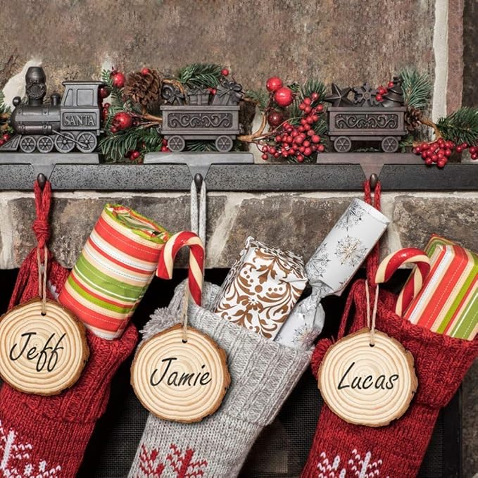 50 Pieces 2.4"-2.8" Natural Wooden Slices,Colovis Unfinished Wood Circles with Holes Tree Bark Round Log Discs DIY Crafts Hanging Ornaments (50 Pcs, Natural Wood)