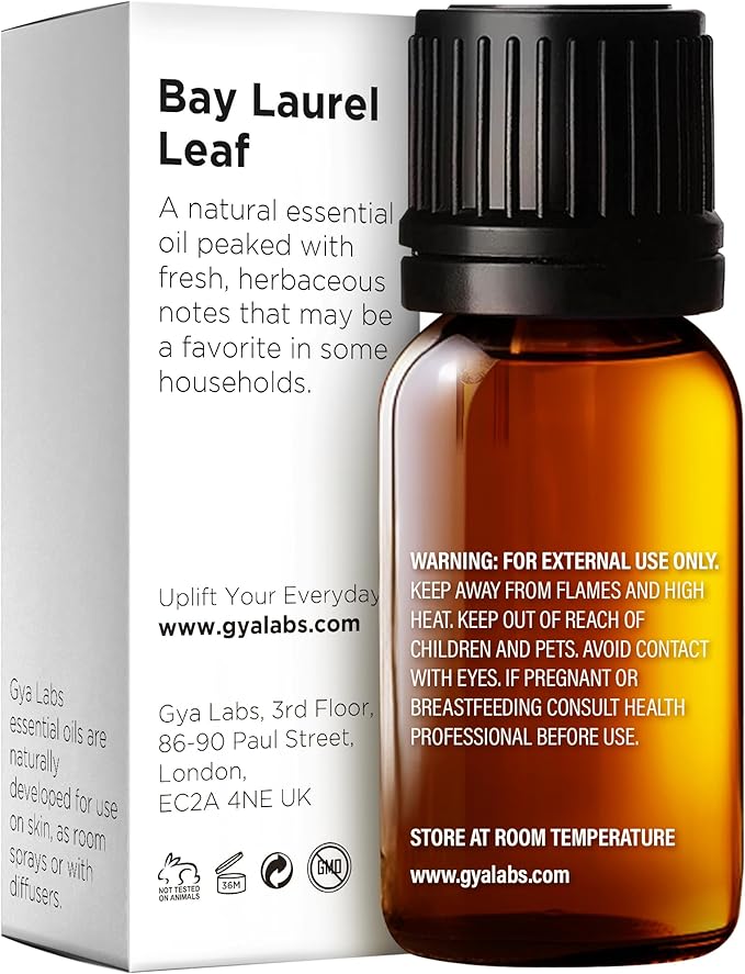 Gya Labs Bay Leaf Essential Oil for Diffuser - 0.34 Fl Oz - 100% Natural Bay Laurel Oil for Hair, Skin & Candle Making Scent