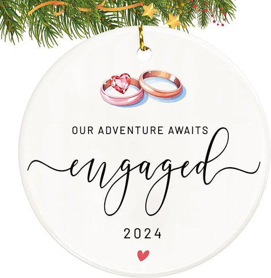 Engagement Christmas Ornament for Newly Engaged - Just Engaged Gift for Bride to Be by [Brand]