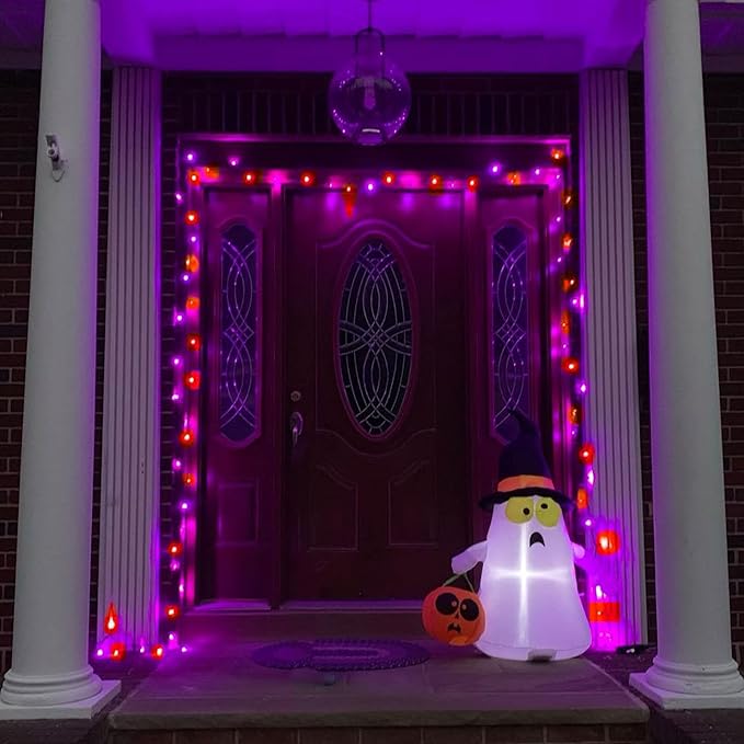 TW SHINE Purple and Orange Halloween Lights, 20FT 100 Count Incandescent Mini String Lights, Waterproof Halloween Decorations for Outdoor Indoor Patio Home Party Garden Yard Decor