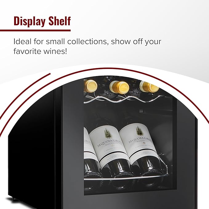 Wine Enthusiast 18-Bottle Dual Zone MAX Compressor Wine Cooler – Freestanding Beverage Refrigerator, Mini Fridge with Digital Touchscreen, Split Storage, Energy-Efficient Cooling, and LED Display