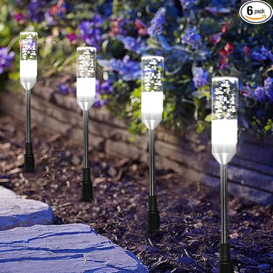 B-right Outdoor Pathway Lights, 6 Pcs LED Path Lights AC Plug 12V Low Voltage Landscape Lighting 570 Lumens, Extendable IP65 Waterproof Outdoor Garden Light for Patio Yard Walkway, Cool White 6000K