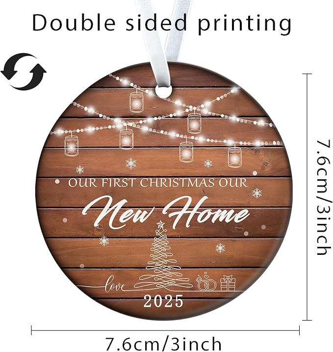 Baby's First Christmas Ornament 2025 Keepsake for Newborn Boy or Girl, Personalized Xmas Tree Hanging Decor, New Home Housewarming for Baby’s First Christmas 3 Inch Ceramic