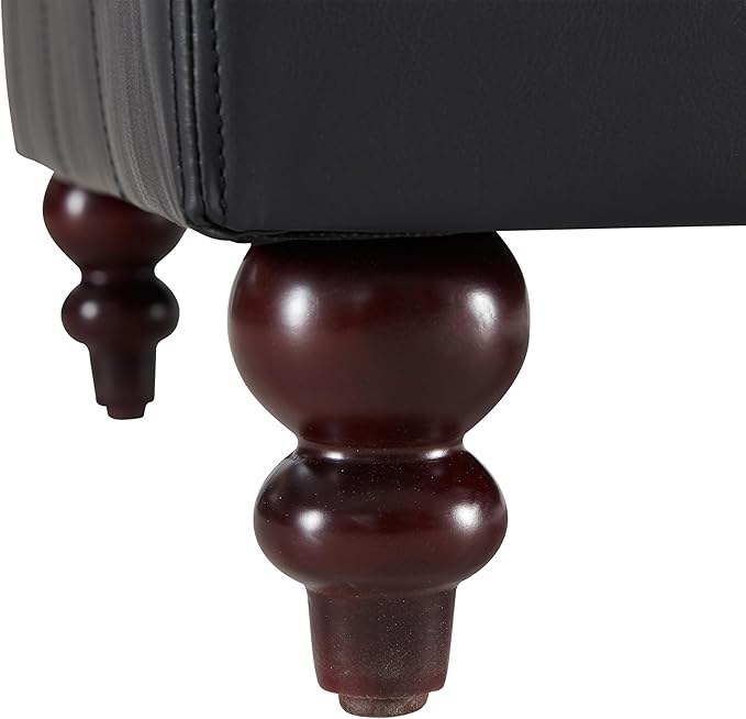 HUIMO Square Leather Storage Ottoman, Black Tufted Large Ottoman for Living Room, Coffee Table with Storage(Black)