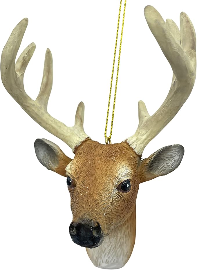 Deer Bust Head Hunters Antler Rack 8 Point Buck Hunting Christmas Tree Ornament