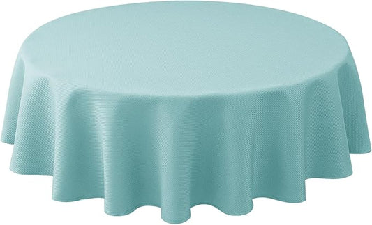 Biscaynebay Round Tablecloth 70 Inch-Auqa Blue Outdoor Fabric Table Cover-Small Circle Folding Table Cloths Linen Water Resistant for Kitchen Dining Picnic Patio Outdoor Party Restaurant Tables