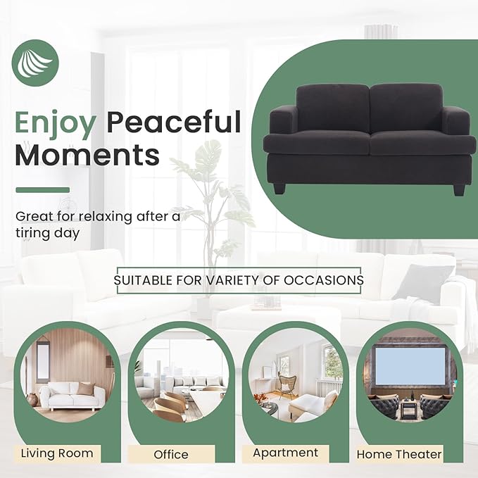 Ottoman Sofa, Modern Comfortable Ottoman with Storage Space for Living Room Apartment Lounge Sofa, Black Bouclé