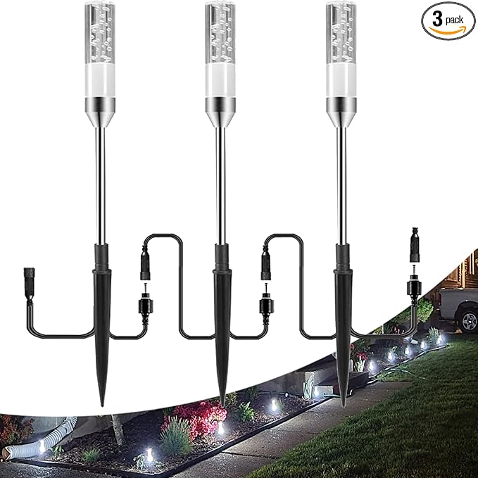 B-right 3PCS Extension Lights for Path Lights, Extendable Waterproof 0.8W 95 Lumens per Light Cool White 6000K (No Adapter)