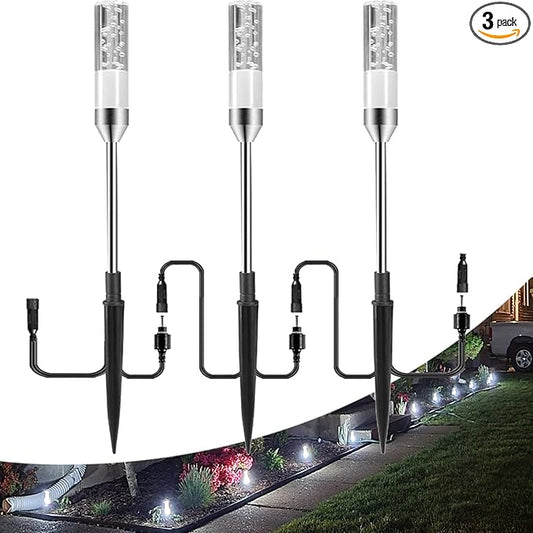 B-right 3PCS Extension Lights for Path Lights, Extendable Waterproof 0.8W 95 Lumens per Light Cool White 6000K (No Adapter)