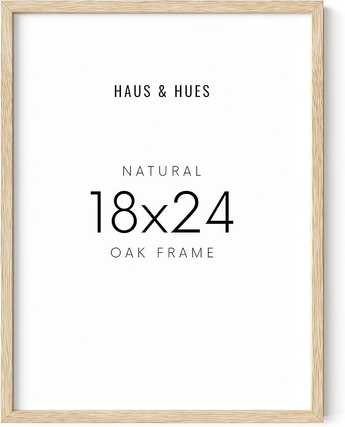 HAUS AND HUES Beige 18 x 24 Poster Frame - 18 x 24 Picture Frame, Wall 18x24 Frame, 18x24 Wood Frame, 24x18 Poster Frame, Wooden Picture Frame 18 x 24, Art 18 x 24 Frame (Beige Oak Frame)