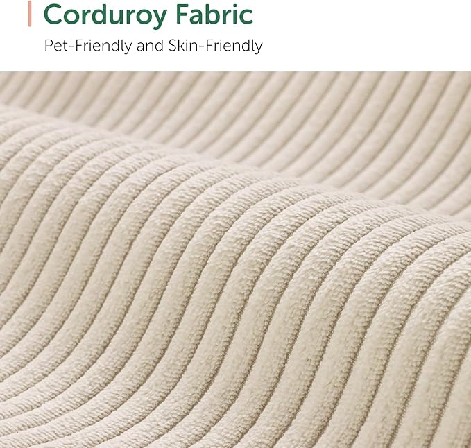 HONBAY Corduroy Modular Sectional Couch with Storage L-Shaped Sectional Couches for Living Room 6 Seater Modular Sectional Sofa, Beige