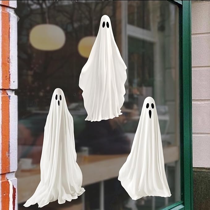 Extra Large Halloween Ghost Window Clings, Ghosts Silhouette Window Decorations, Halloween Window Stickers Decals for Home Office School Party Supplies