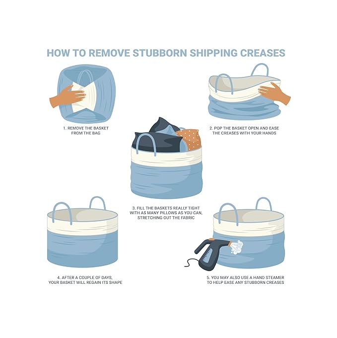 OrganiHaus Toy Storage Basket for Kids, Large Cotton Rope Organizer Bin for Nursery, Toy Box, Blanket Holder, Baby Hamper for Living Room, Soft & Washable, 20x13 inches - Blue