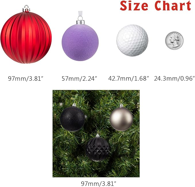 Every Day is Christmas 20ct Shatterproof Plastic Christmas Ornaments, 3.6" Round Balls, Multicolored, Christmas