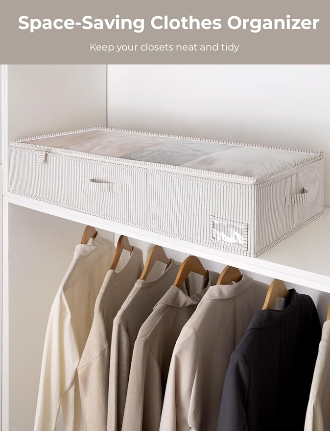 StorageWorks Extra Large Under Bed Storage Containers with Handles and Label Holder, 2 Pack Ultra-thick Fabric Underbed Bins, Closet Organizer for Clothes, Blankets, Sweater