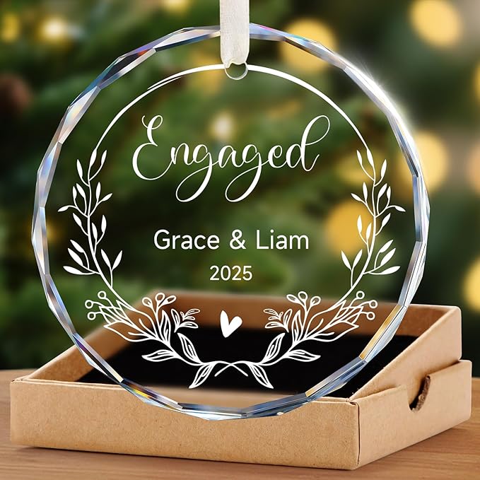 Engagement Gifts for Couples - Personalized Ornaments Keepsake Gift for Newly Engaged, Women, Fiance, Her - Bride to Be Gifts, Just Engaged Ornament 2025 - Christmas Tree Decorations