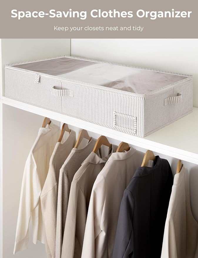 StorageWorks Large Under Bed Storage Containers with Handles and Label Holder, 2 Pack Ultra-thick Fabric Underbed Bins, Closet Organizer for Clothes, Blankets, Sweater