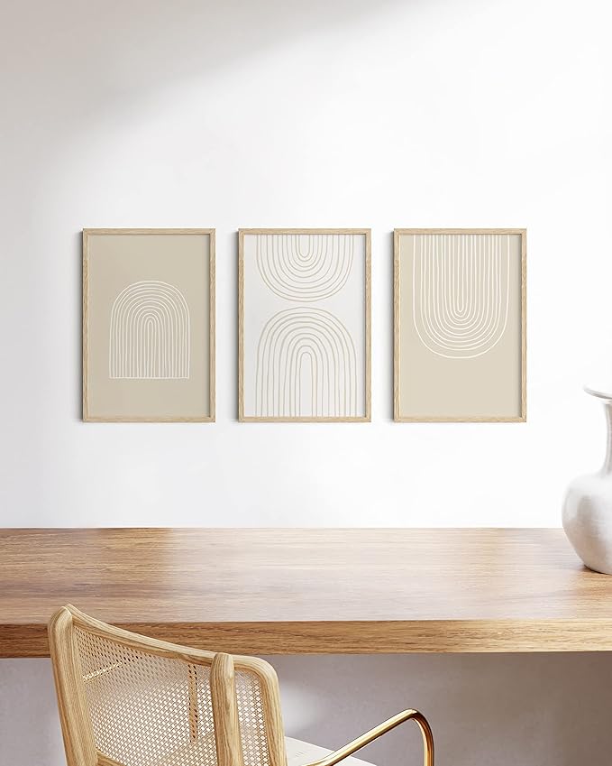 HAUS AND HUES 12 by 18 Picture Frame Set of 9-12 x 18 Poster Frame, 18x12 Light Wood Frame, 12x18 Frame, 12 x 18 Frame Natural Wood, 12 x 18 Picture Frame Wooden (Beige Frame)