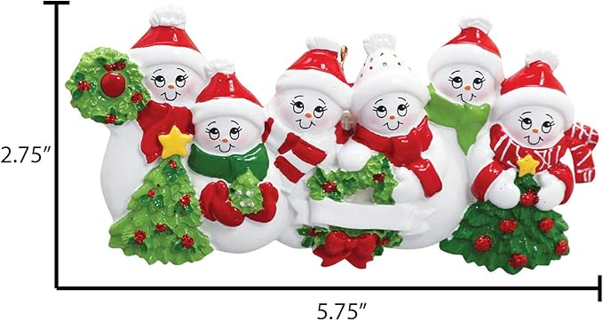 3D Snowman Family of 6 Ornament 2025 Personalized Family Christmas Ornaments 2025 | Snow People Personalized Tree Ornaments for Grandchildren, Siblings & Grandkids of Six Ornament Snowmen Small Tree