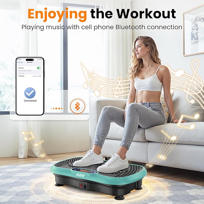 AXV Vibration Plate Fitness Platform Exercise Machine Vibrating Lymphatic Drainage Shaking Full Body Shaker Workout Vibrate Stand Shake Board Sport Gym for Weight Loss Fat Burner for Women Men
