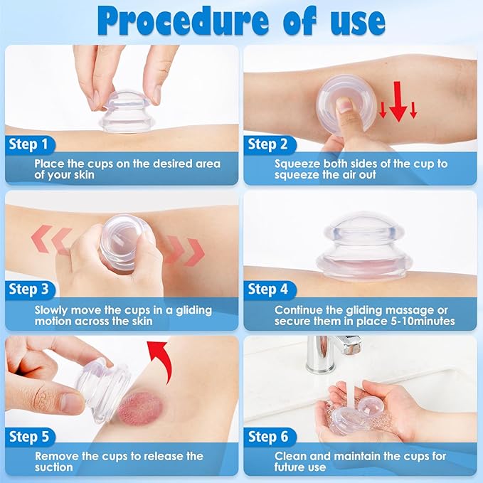 3pcs Cupping Therapy Set-Professional Silicone Cupping, Suitable for Facial Body Massage/Deep Myofascial Release/Pain Relief/Muscle Relaxation & More (Clear,3pcs)