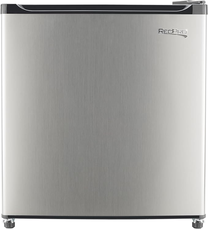 RecPro 1.7 Cu Ft 12V RV Refrigerator | Compact Fridge with Reversible Door, 2L Bottle Door Storage, 7 Temp Settings | Eco-Friendly R600A, Leveling Feet, Wire Shelf | 19.5”H x 17.5”W x 19.8”D