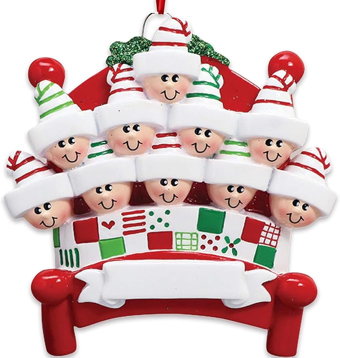 3D Bedtime Family of 10 Ornament 2025 Personalized Family Christmas Ornaments 2025 | Tucked Together Holiday Keepsake Personalized Tree Ornaments for Grandchildren Siblings & Grandkids of Ten Ornament