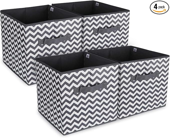 storage box Oxford fabric set of 4, foldable storage box fabric box in cube shape 30x30x30 cm for closet, clothes, books, cosmetics, toys