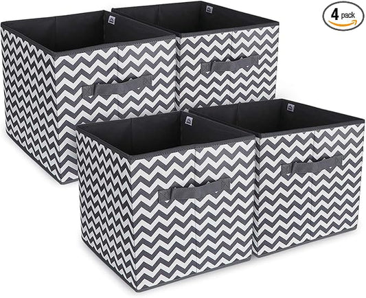 storage box Oxford fabric set of 4, foldable storage box fabric box in cube shape 30x30x30 cm for closet, clothes, books, cosmetics, toys