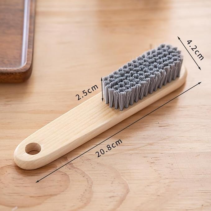 2PCS Wood Laundry Brush, Long Handle Clothing Stain Remover Scrubber, Soft Bristle for Scrubbing Out Tough on Delicate, Easy to Grip Hand Washing Clothes