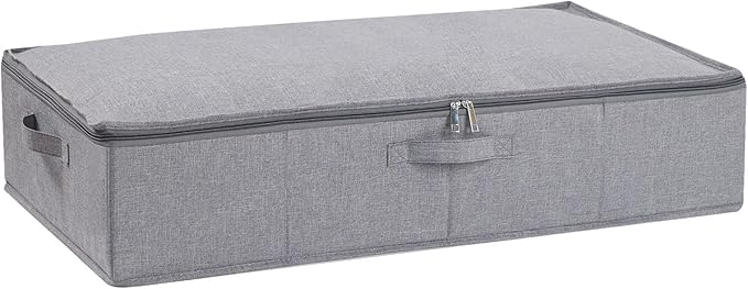 Underbed Storage Box, 23.6 x 11.8 x 5.9 Inch Clothes Organizer With Sturdy Structure and Reinforced Handles for Blanket, Sheets, Pillows, Towels, Shoes, Grey, 1 Pack