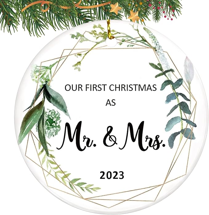 First Christmas Married Ornament 2023, Wedding Gifts for Couple, Our First Christmas as Mr Mrs Gifts, Bridal Shower Gift, Just Married Ornaments, 1st Year Wedding Ornament for Newlywed