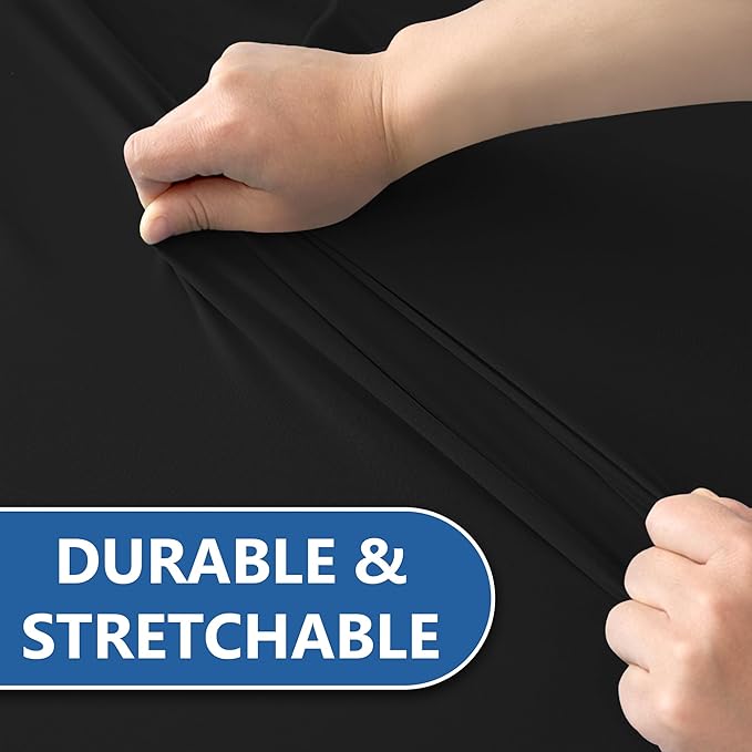 Stretch Table Cover for 4ft Rectangle Tables-10 Pack Black Spandex Table Cloths with Elastic-Stretchy Folding Outdoor Picnic Tablecloth for Camping Dining Room Patio Kitchen Banquet Party