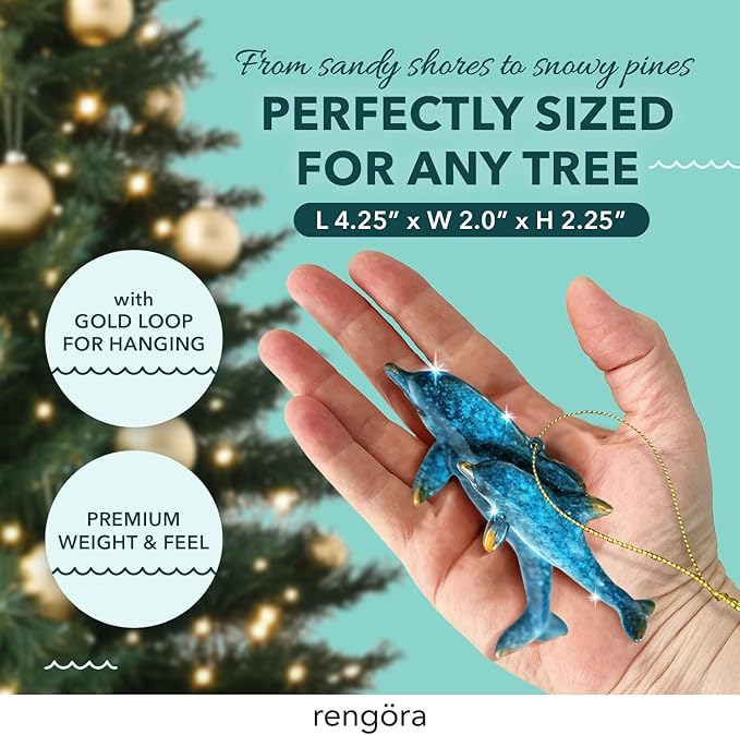 Hand-Painted Beach Christmas Ornament – Coastal Tree Decoration for Ocean Lovers – Unique Nautical Ornament for Christmas Tree or Stocking Stuffer Gift (Mother and Baby)