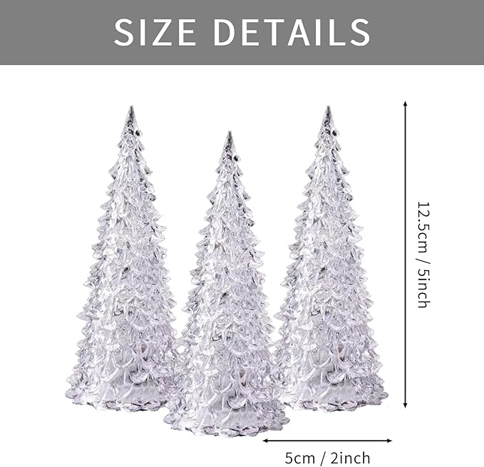 Generic 3 Pack Acrylic Christmas Tree Lamp, Enchanted Light Up 7 Colors Changing Lights, 5 x 2 Inch Mini Christmas Tree with Lights for Room Table Decor