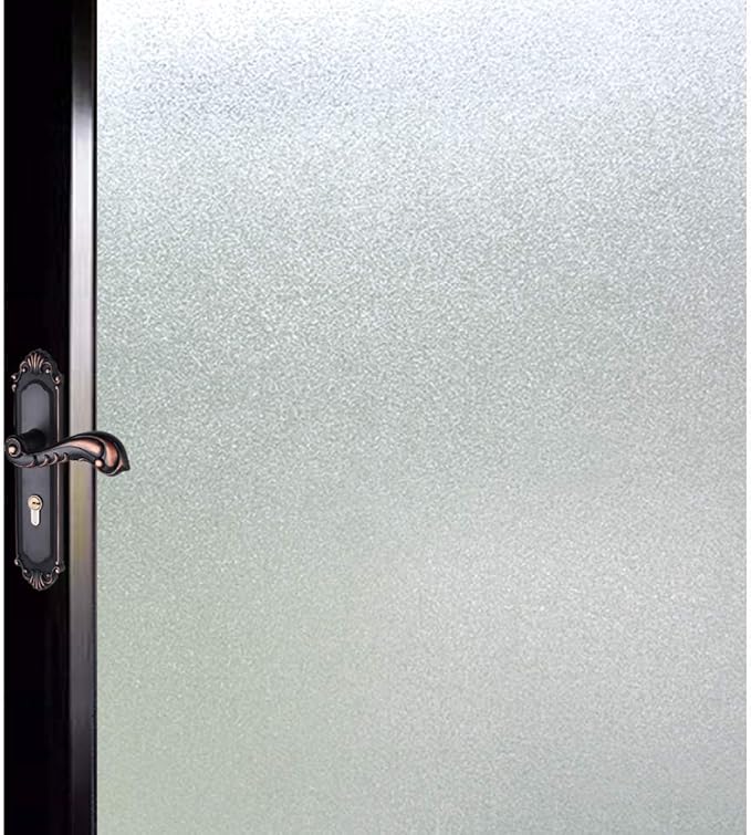 DUOFIRE Privacy Window Film Natural Frosted Glass Film Static Cling Glass Film No Glue Anti-UV Window Sticker Non Adhesive for Privacy Office Meeting Room Bathroom Living Room 17.4in. x 157.4in. S001
