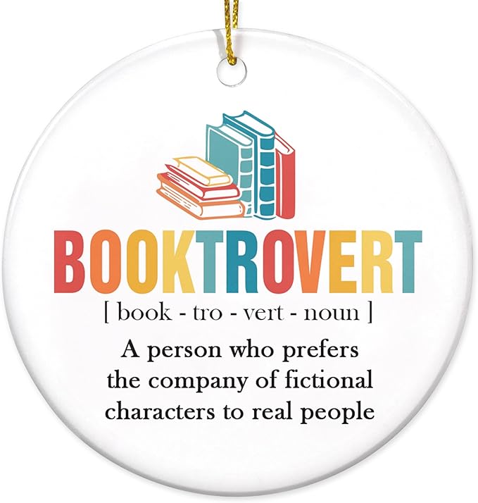 2025 Christmas Ornaments - Book Lovers Gift Ideas, Ceramic Ornament for Librarian, Nerd, Christmas Tree Decoration