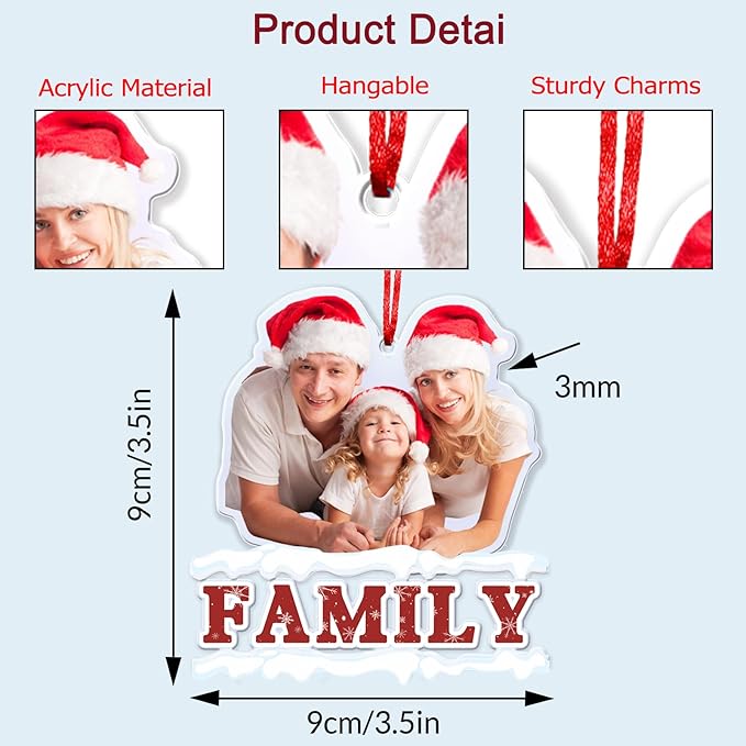Amlion Personalized Your Photo Ornament,Custom Photo Ornament 2023 Customized Acrylic Family Picture Ornament Decor Xmas Gift for Kids Mom Dad Husband Wife Friend Pet