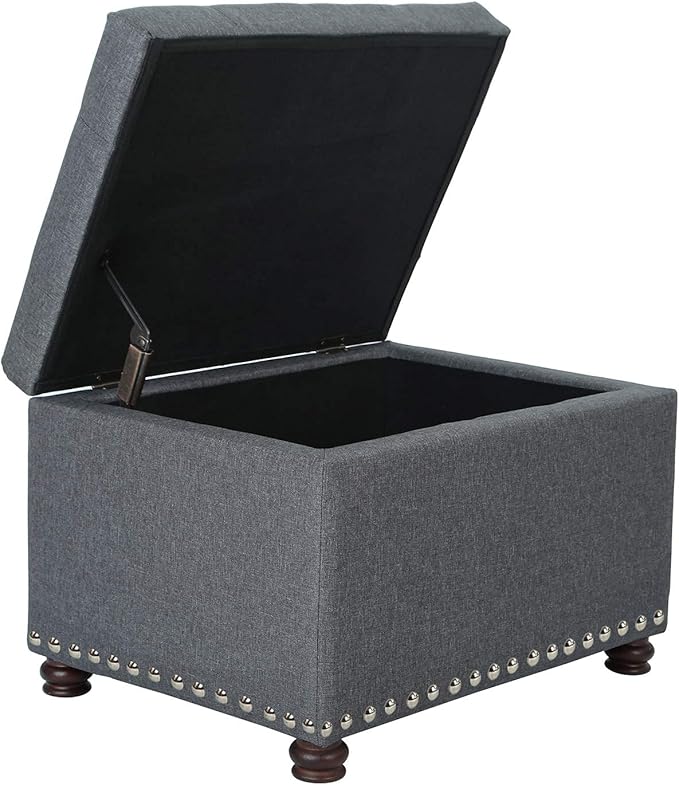 Joveco Storage Ottoman Bench Rectangular Fabric Organization Foot Rest, 24 Inch Modern Tufted Bedroom Foot Stool and Seat for Entryway, Bedroom, Living Room