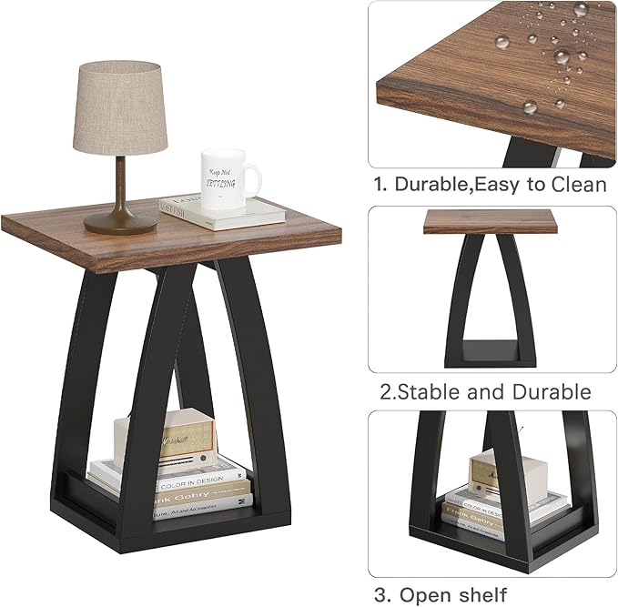End Table, Side Table, Nightstand, Sofa Side Table with Shelf, Modern End Table for Living Room, Bedroom