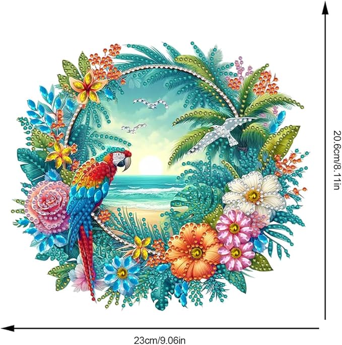 Flowers Hummingbird Diamond Art Kits,5D Diamond Hanging Ornament Kits,DIY Special Shaped Diamond Dot Kits,Home Porch Crystal Hanging Pendant Ornament (Colorful3)