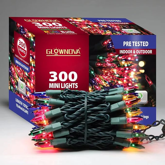 Green Wire,Multicolor,Incandescent Bulb 300 Mini String Lights for Indoor Christmas Tree Garland Birthday Wedding Party Festival Decoration