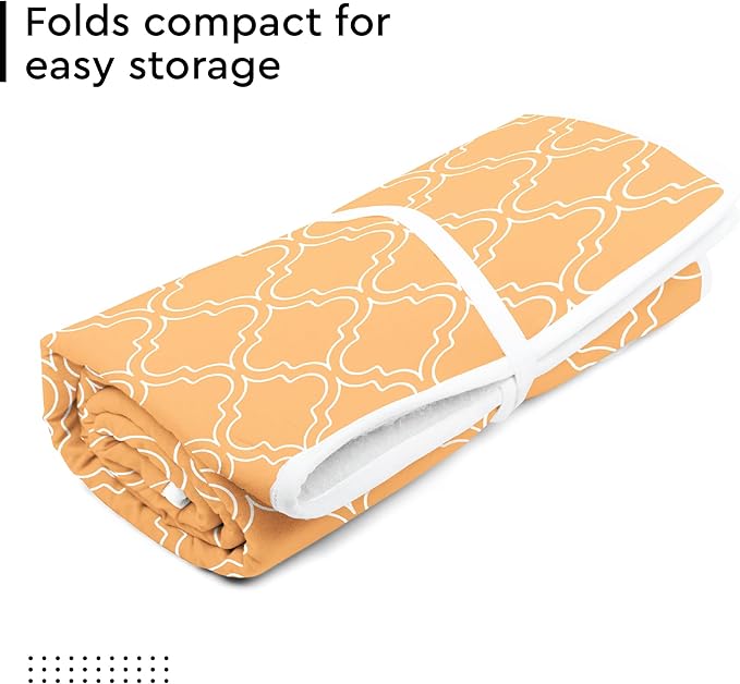 Encasa XO Ironing Mat/Pad (Large 48"x28") with 3mm Padding & Silicone Iron Rest for Steam Pressing on Tabletop or Bed - Heat Resistant, Portable, Quilting & Travel Blanket - Peach Tiles