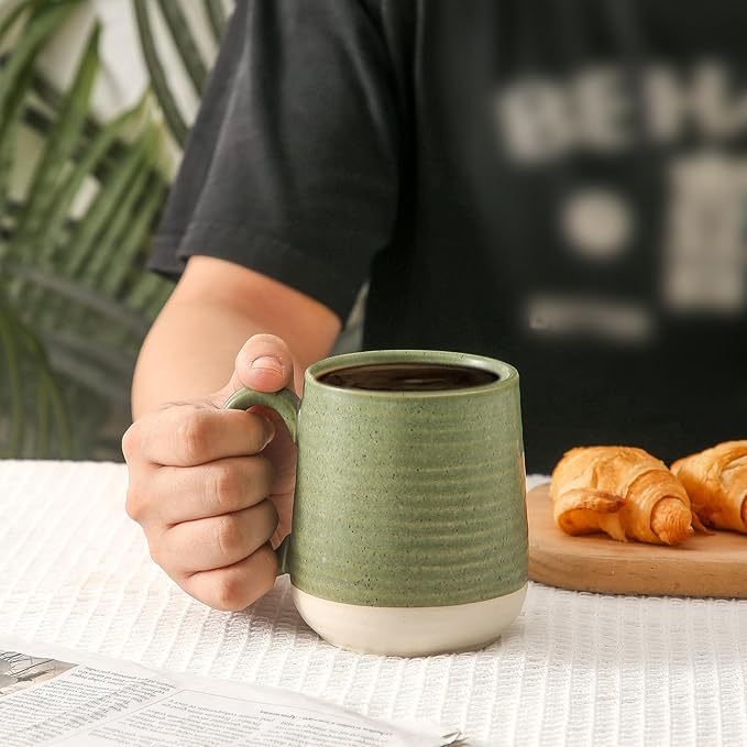 Hasense 15 Ounce Porcelain Coffee Mugs Set of 4 with Large Handle Perfect for Coffee, Tea, Milk, Chocolate and Latte, Unqiue Glaze Ceramic Coffee Cups Set for Man and Woman, Colorful