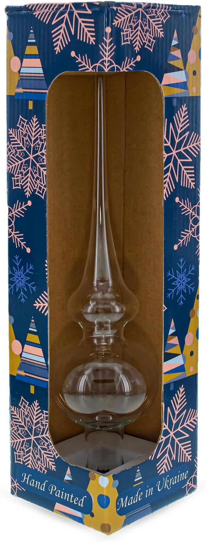 Enchanted Emerald Jeweled Green Blown Glass Christmas Tree Topper 11 Inches