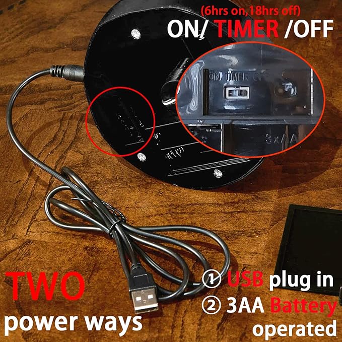 Fudios Black Halloween Tree with Lights 24 LED Orange with Timer, Lighted Tabletop Glittered Spooky Tree Artificial 18in for Witch Home Decor Battery Operated or USB Plug