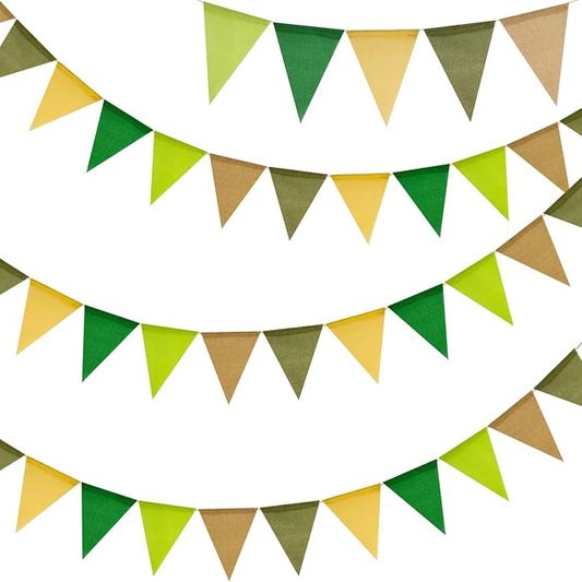 G2PLUS Pre-Strung Burlap Pennant Banners, 39Ft Sage Green Fabric Triangle Flag Bunting, 36Pcs Pennant Banner Flags Garland for Birthday, Wedding, Baby Shower, Holiday Party Decorations