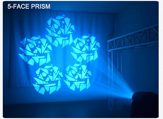 DJCLUB Moving Head Lights LED 100W Spot Effect with 6 Rotating & 7 Gobos 8 Colors Projector 5-Facet Prism by DMX512 Control Stage Lights for Disco Bar Wedding Party